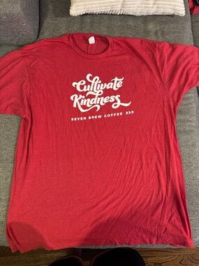 7 Brew Cultivate Kindness Seven Brew Coffee Red Graphic Tee
